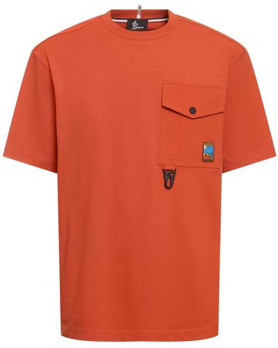3 MONCLER GRENOBLE T-shirt Aus Baumwolle Mit Logo - Orange