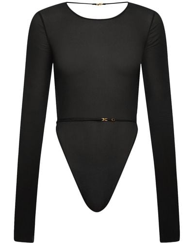 Saint Laurent Stretch Silk Bodysuit - Black
