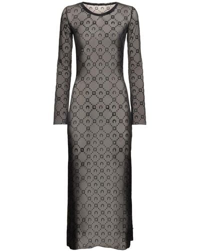 Marine Serre Monogram Mesh Midi Dress - Grey