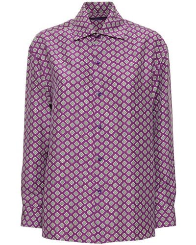 Ralph Lauren Collection Chemise en soie imprimée cagney - Violet