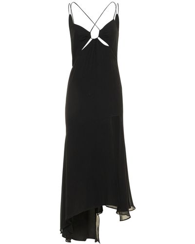 ANDAMANE Layla Stretch Silk Georgette Midi Dress - Black