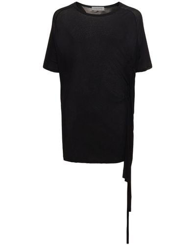 Yohji Yamamoto Camiseta de algodón con cordón lateral - Negro