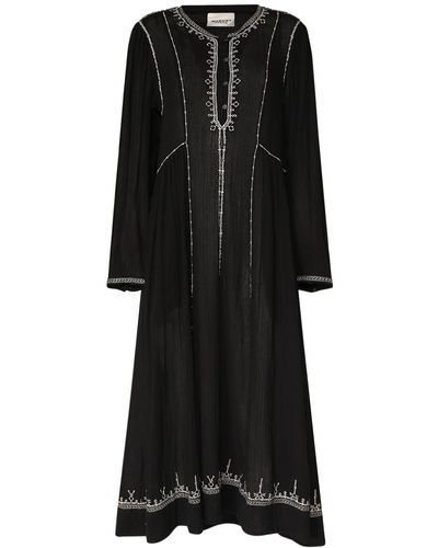 Isabel Marant Pippa Embroidered Cotton Caftan Dress - Black