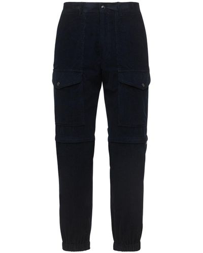 Moncler Corduroy Cotton Cargo Trousers - Blue