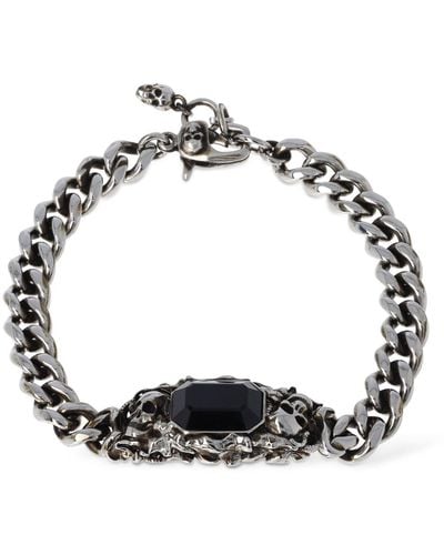 Alexander McQueen Silver Ivy Skull Chain Bracelet - Metallic