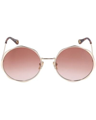 Chloé Scallop Line Round Metal Sunglasses - Pink