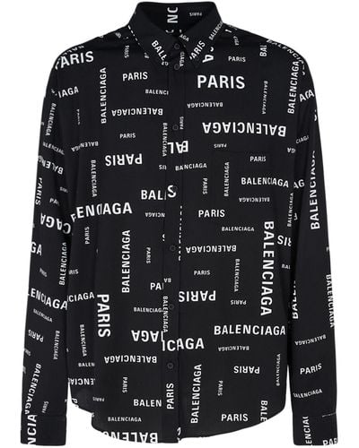 Balenciaga Paris ビスコースポプリンシャツ - ブラック
