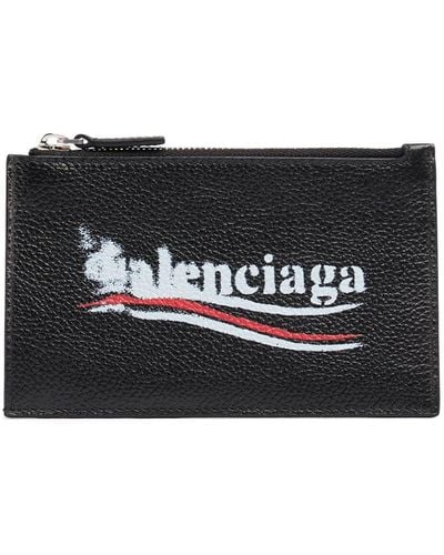 Balenciaga Printed Leather Zip Wallet - Black