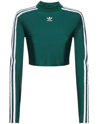 adidas Originals 3-stripes Cropped Long-sleeve Top - Green
