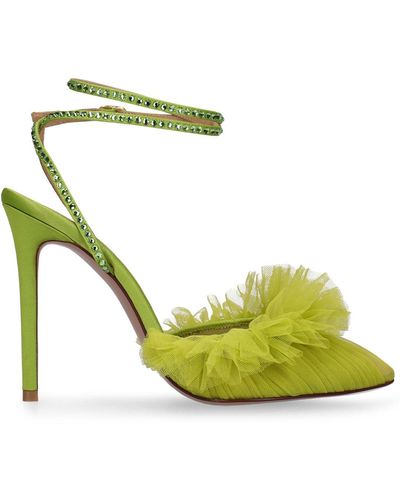 Andrea Wazen 105mm Franca Double Glitz Tulle Court Shoes - Green