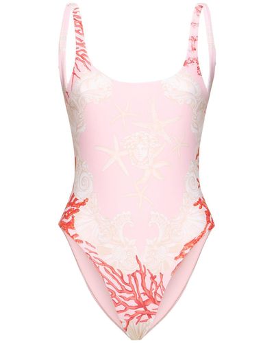 Versace Printed Coral Lycra One Piece Swimsuit - Pink