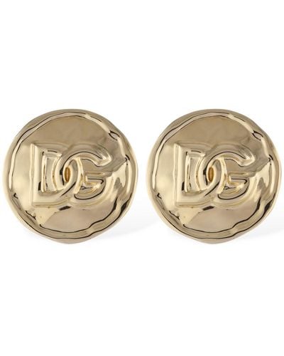 Dolce & Gabbana Coin Logo Dg Stud Clip-On Earrings - Natural