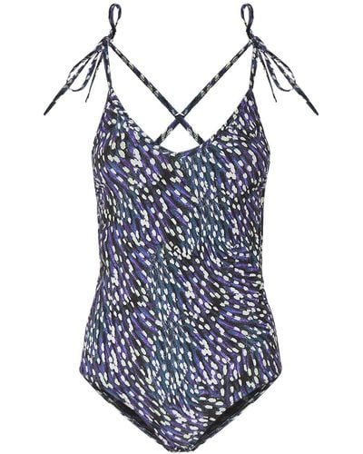 Isabel Marant Swan Printed One Piece Swimsuit - Blue