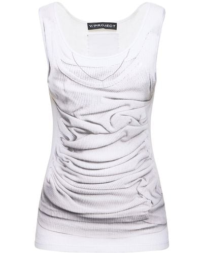 Y. Project Printed Cotton Tank Top - White