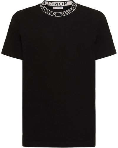 Moncler Camiseta de jersey de algodón con logo - Negro