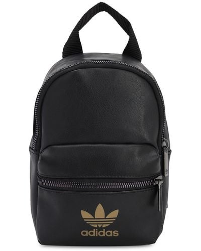 adidas Originals Mini Logo Faux Leather Backpack - Black
