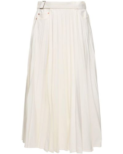 Sacai Denim Pleated Skirt - White