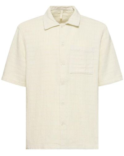 sunflower Spacey Linen Blend Short Sleeve Shirt - White