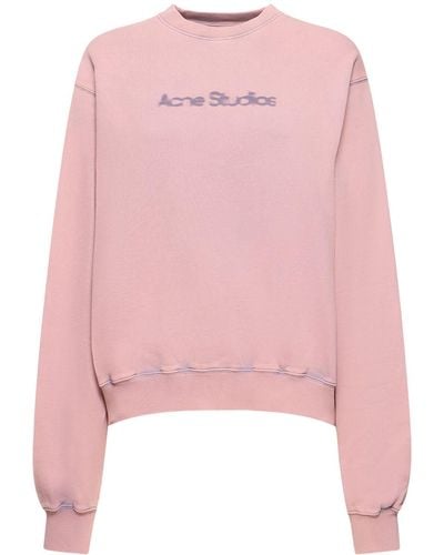 Acne Studios Faded Logo Print Jersey Sweatshirt - Pink