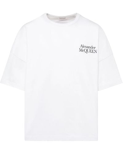 Alexander McQueen Logo Printed Cotton T-shirt - White