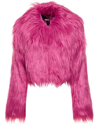 Women's Faux Fur, Shaggy Pink Crop Coat, Women's Jacket – KnightBeauties