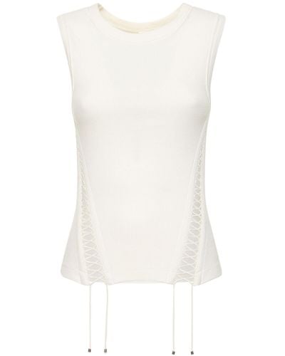 Dion Lee Ribbed Cotton Jersey Corset Tank Top - White