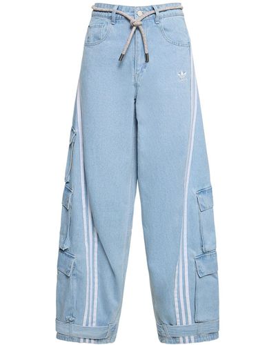 adidas Originals Cotton Denim Cargo Pants - Blue