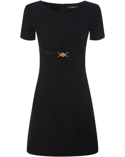 Versace Stretch Cady Short Sleeved Mini Dress - Black