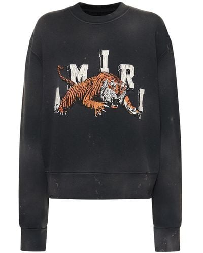 Amiri Tiger Logo Distressed Sweatshirt - Grey
