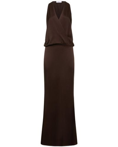 Blumarine Sleeveless Satin Long Dress - Purple