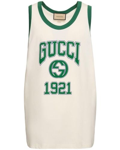 Gucci Tank top in jersey di cotone - Bianco
