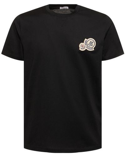 Moncler Double Logo Cotton T-shirt - Black