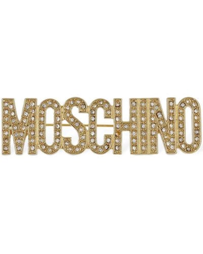Moschino Crystal Brooch - Metallic