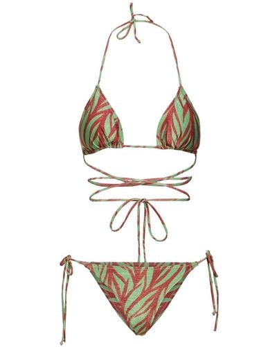 Reina Olga Miami Printed Triangle Bikini Set - White