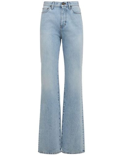 Saint Laurent Janice Straight Cotton Denim Jeans - Blue