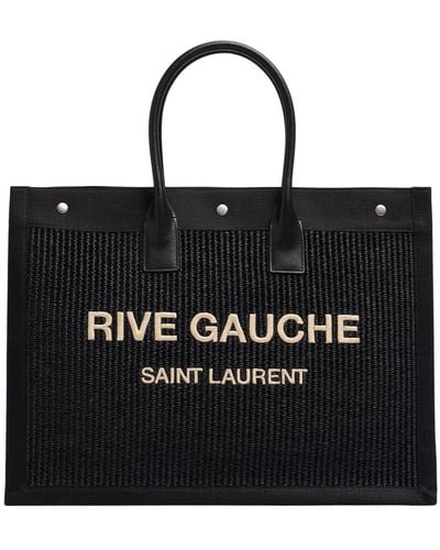 Saint Laurent Rive Gauche Raffia Bag - Black