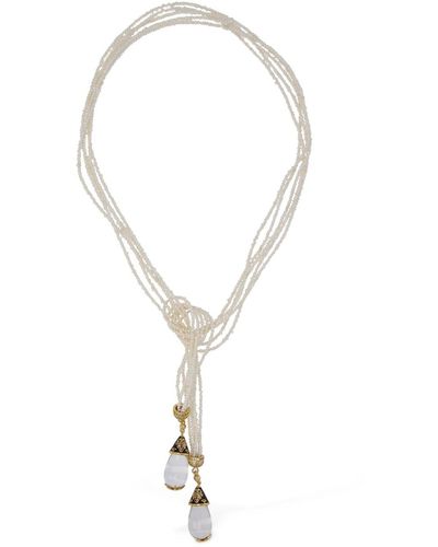 Zimmermann Faux pearl rope lariat necklace - Bianco