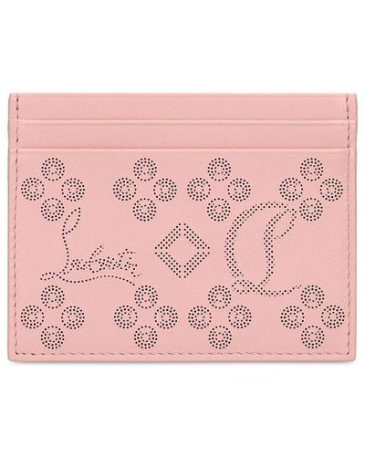 Christian Louboutin W Kios Perforated Leather Card Holder - Pink