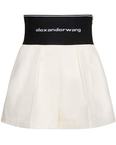 Alexander Wang Cotton Safari Shorts W/ Logo Waistband - Black