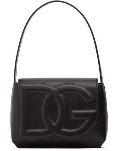 Dolce & Gabbana Sac porté épaule en cuir à logo - Noir