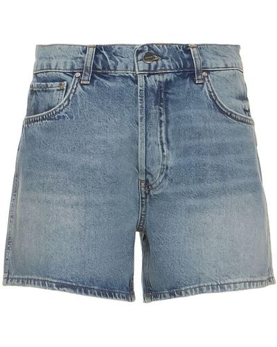 Anine Bing Shorts de denim de algodón - Azul