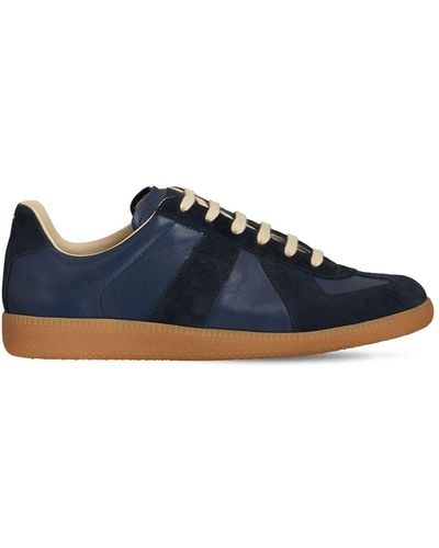 Maison Margiela 20mm Replica Leather & Suede Sneakers - Blue