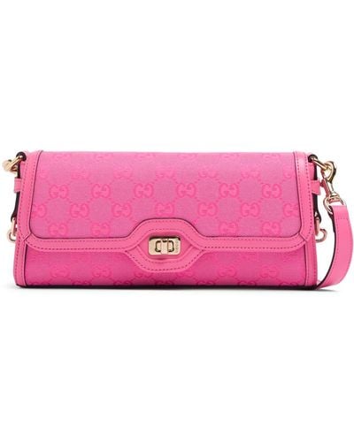Gucci Small Luce Canvas Shoulder Bag - Pink