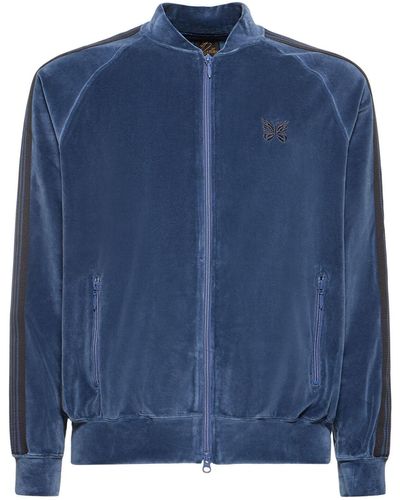 Needles Logo Velour Track Jacket - Blue