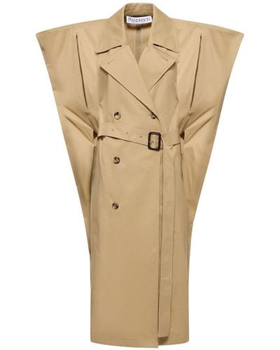 JW Anderson Sleeveless Cotton Midi Trench Coat - Natural