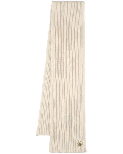 Gucci Double G Wool & Cashmere Scarf - Natural