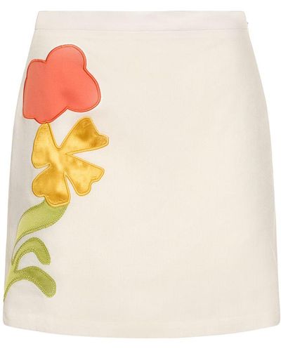 Marni Embroidered Linen Blend Mini Skirt - White