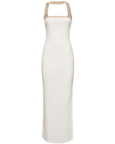 Courreges Contrast Hyperbole Cotton Long Dress - White