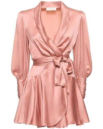 Zimmermann Silk Mini Wrap Dress - Pink