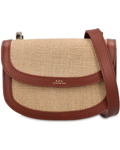 A.P.C. Mini Genève Jute & Leather Bag - Brown